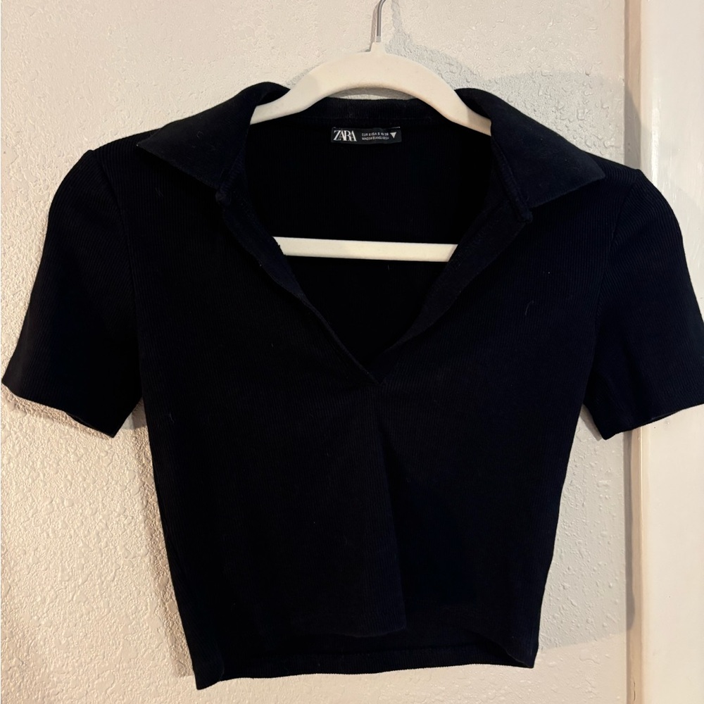 Zara Women's Elegant Black Crop Top